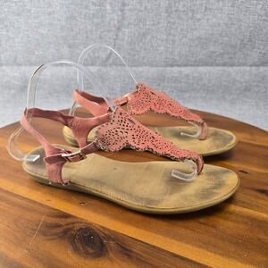 Comfy Soles Sandals US 9 / EU 39 Thong Style Ankle Strap Coral Laser‎ Cut Detail